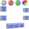 Image de meuble-paroi 7 pièces avec éclairage LED gris béton Matériau dérivé du bois