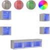 Image de vidaXL Meuble-paroi 7 pièces avec éclairage LED Gris Sonoma Matériau dérivé du bois