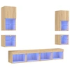 Image de vidaXL Meuble-paroi 8 pièces avec éclairage LED Chêne Sonoma Matériau dérivé du bois