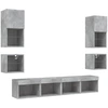 Image de vidaXL Meuble-paroi 8 pièces avec éclairage LED gris béton Matériau dérivé du bois