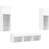 Image de vidaXL Meuble-paroi 5 pièces avec éclairage LED Blanc Matériau dérivé du bois