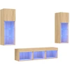 Image de vidaXL Meuble-paroi 5 pièces avec éclairage LED Chêne Sonoma Matériau dérivé du bois