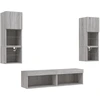 Image de vidaXL Meuble-paroi 6 pièces avec éclairage LED Gris Sonoma Matériau dérivé du bois