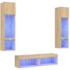 Image de vidaXL Meuble-paroi 6 pièces avec éclairage LED Chêne Sonoma Matériau dérivé du bois