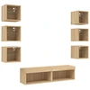 Image de vidaXL Meuble-paroi 8 pièces avec éclairage LED Chêne Sonoma Matériau dérivé du bois