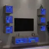 Image de vidaXL Meuble-paroi 8 pièces avec éclairage LED gris béton Matériau dérivé du bois