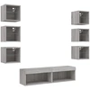 Image de vidaXL Meuble-paroi 8 pièces avec éclairage LED Gris Sonoma Matériau dérivé du bois