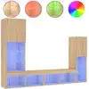 Image de vidaXL Meuble-paroi 4 pièces avec éclairage LED Chêne Sonoma Matériau dérivé du bois