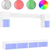 Image de vidaXL Meuble-paroi 6 pièces avec éclairage LED Blanc Matériau dérivé du bois
