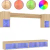 Image de vidaXL Meuble-paroi 6 pièces avec éclairage LED Chêne Sonoma Matériau dérivé du bois