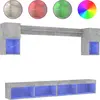 Image de vidaXL Meuble-paroi 6 pièces avec éclairage LED gris béton Matériau dérivé du bois