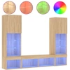 Image de vidaXL Meuble-paroi 5 pièces avec éclairage LED Chêne Sonoma Matériau dérivé du bois