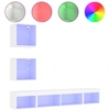 Image de vidaXL Meuble-paroi 5 pièces avec éclairage LED Blanc Matériau dérivé du bois