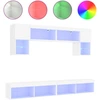 Image de vidaXL Meuble-paroi 6 pièces avec éclairage LED Blanc Matériau dérivé du bois