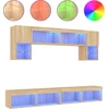Image de vidaXL Meuble-paroi 6 pièces avec éclairage LED Chêne Sonoma Matériau dérivé du bois