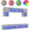 Image de vidaXL Meuble-paroi 6 pièces avec éclairage LED Gris Sonoma Matériau dérivé du bois