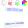 Image de vidaXL Meuble-paroi 5 pièces avec éclairage LED Blanc Matériau dérivé du bois
