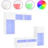 Image de vidaXL Meuble-paroi 5 pièces avec éclairage LED Blanc Matériau dérivé du bois