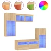 Image de vidaXL Meuble-paroi 5 pièces avec éclairage LED Chêne Sonoma Matériau dérivé du bois