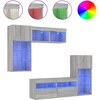 Image de vidaXL Meuble-paroi 5 pièces avec éclairage LED Gris Sonoma Matériau dérivé du bois