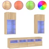 Image de vidaXL Meuble-paroi 5 pièces avec éclairage LED Chêne Sonoma Matériau dérivé du bois