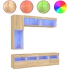 Image de vidaXL Meuble TV 7 pièces avec lampes LED Chêne Sonoma