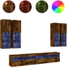 Image de vidaXL Meuble TV 7 pièces avec lampes LED chêne fumé