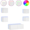 Image de vidaXL Meuble TV 5 pièces avec lampes LED blanc