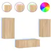 Image de vidaXL Meuble TV 3 pièces avec lampes LED Chêne Sonoma