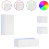 Image de vidaXL Meuble TV 4 pièces avec lampes LED blanc