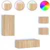 Image de vidaXL Meuble TV 4 pièces avec lampes LED Chêne Sonoma