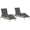 Image de vidaXL Bains de soleil 2 pcs. avec table gris clair Poly rotin