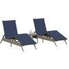 Image de vidaXL Bains de soleil 2 pcs. avec table Gris Poly Rattan