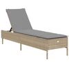 Image de vidaXL Chaise longue avec support Beige Poly Rattan