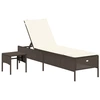 Image de vidaXL Chaise longue avec table et support Marron Poly rotin