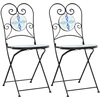 Image de vidaXL Chaises de bistrot 2 pcs. Pliable Bleu et Blanc Céramique