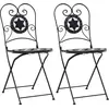 Image de vidaXL Chaises de bistrot 2 pcs. Pliable Noir et Blanc Céramique
