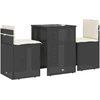 Image de vidaXL Ensemble Bistro 3 pièces avec coussins Noir Poly Rattan