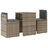 Image de vidaXL Ensemble Bistro 3 pièces avec coussins Gris Poly Rattan