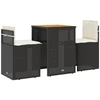 Image de vidaXL Ensemble Bistro 3 pièces avec coussins Noir Poly Rattan