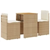 Image de vidaXL Ensemble Bistro 3 pièces avec coussins Beige Poly Rattan