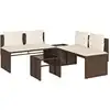 Image de vidaXL Ensemble de salon de jardin 4 pièces avec coussins Marron Poly Rattan