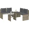 Image de vidaXL Ensemble de salon de jardin 4 pièces avec coussins Gris Poly rotin
