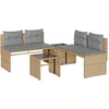 Image de vidaXL Ensemble de salon de jardin 4 pièces avec coussins Beige Poly Rattan