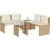 Image de vidaXL Ensemble de salon de jardin 4 pièces avec coussins Beige Poly Rattan