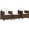 Image de vidaXL Ensemble Bistro 3 pièces avec coussins Marron Poly Rattan