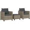 Image de vidaXL Ensemble Bistro 3 pièces avec coussins Gris Poly Rattan