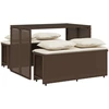 Image de vidaXL Ensemble de jardin 3 pièces avec coussins Marron Poly rotin