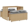Image de vidaXL Ensemble de jardin 3 pièces avec coussins Beige Poly Rattan