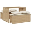Image de vidaXL Ensemble de jardin 3 pièces avec coussins Beige Poly Rattan